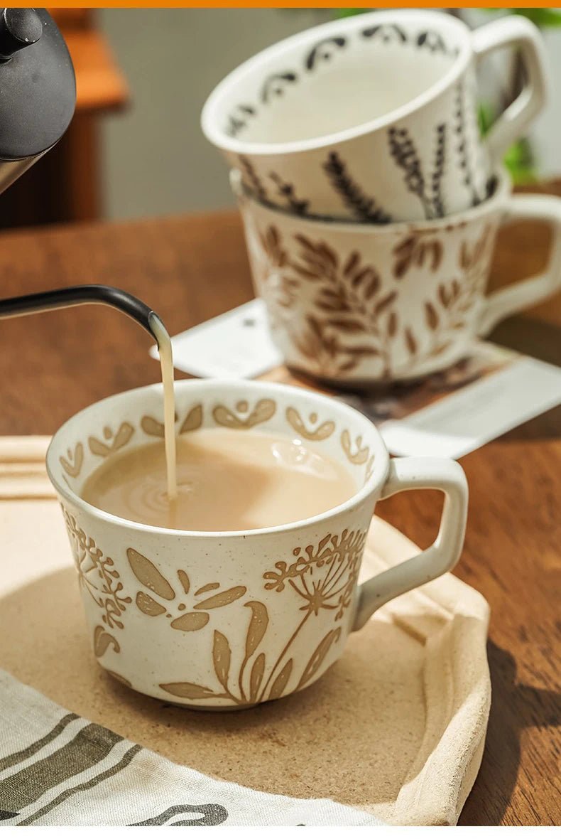 Embossed Porcelain Mug – “Sea Meadow” Vintage Cup - The Tradwife