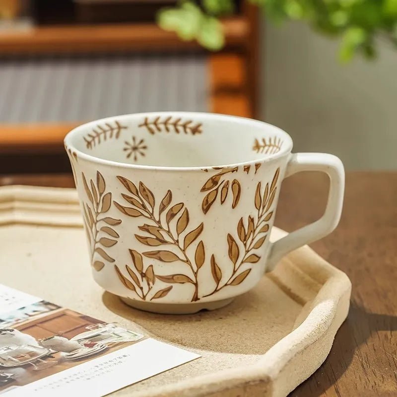 Embossed Porcelain Mug – “Sea Meadow” Vintage Cup - The Tradwife