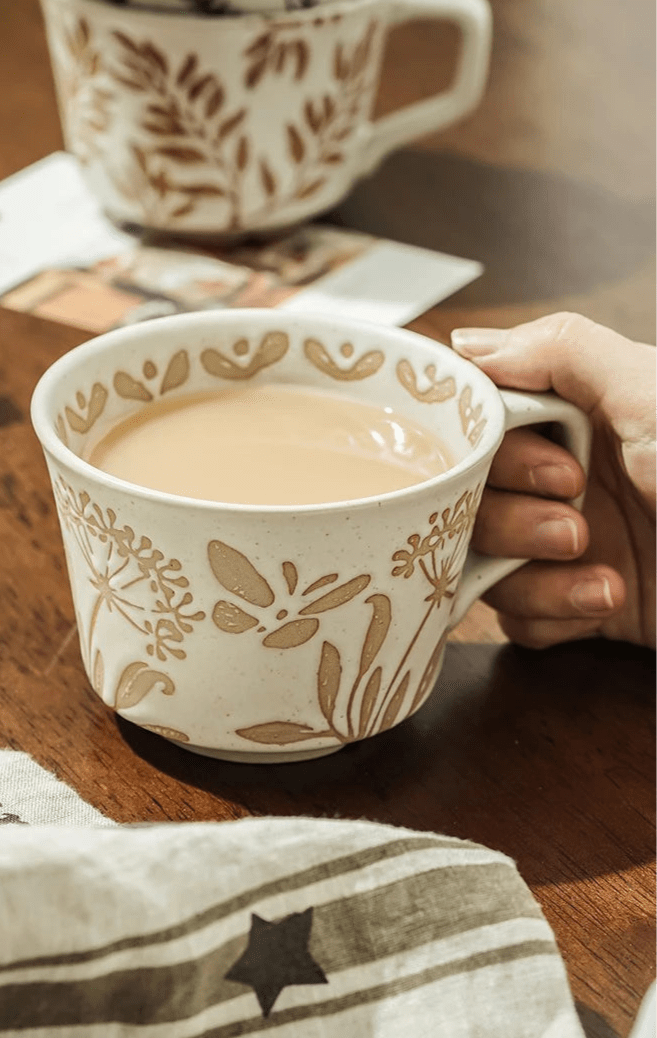 Embossed Porcelain Mug – “Sea Meadow” Vintage Cup - The Tradwife