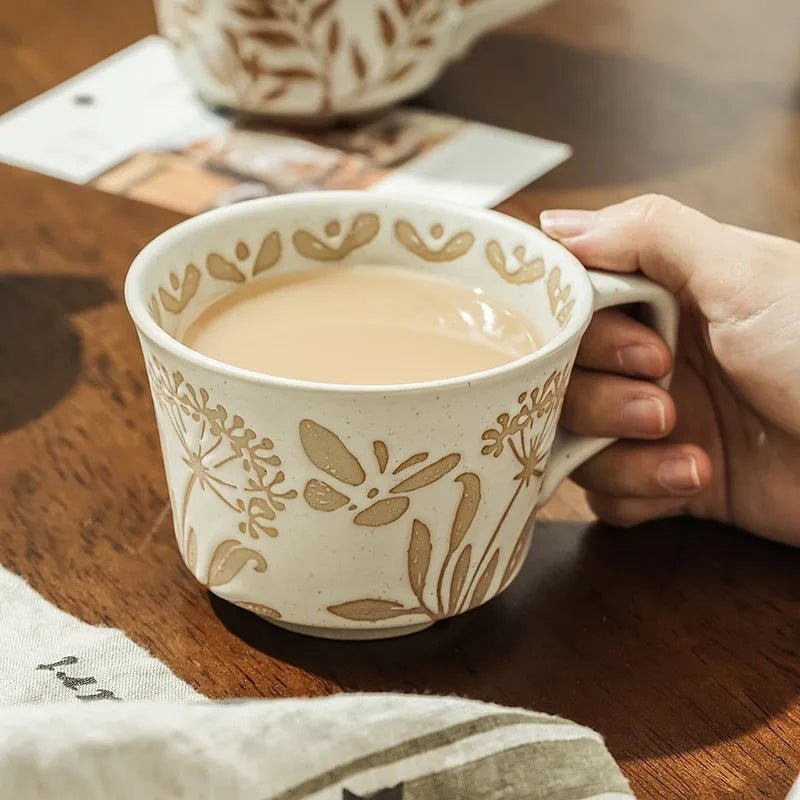 Embossed Porcelain Mug – “Sea Meadow” Vintage Cup - The Tradwife