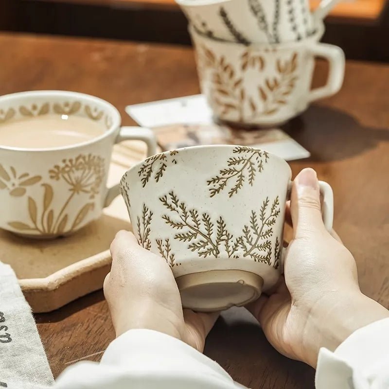 Embossed Porcelain Mug – “Sea Meadow” Vintage Cup - The Tradwife