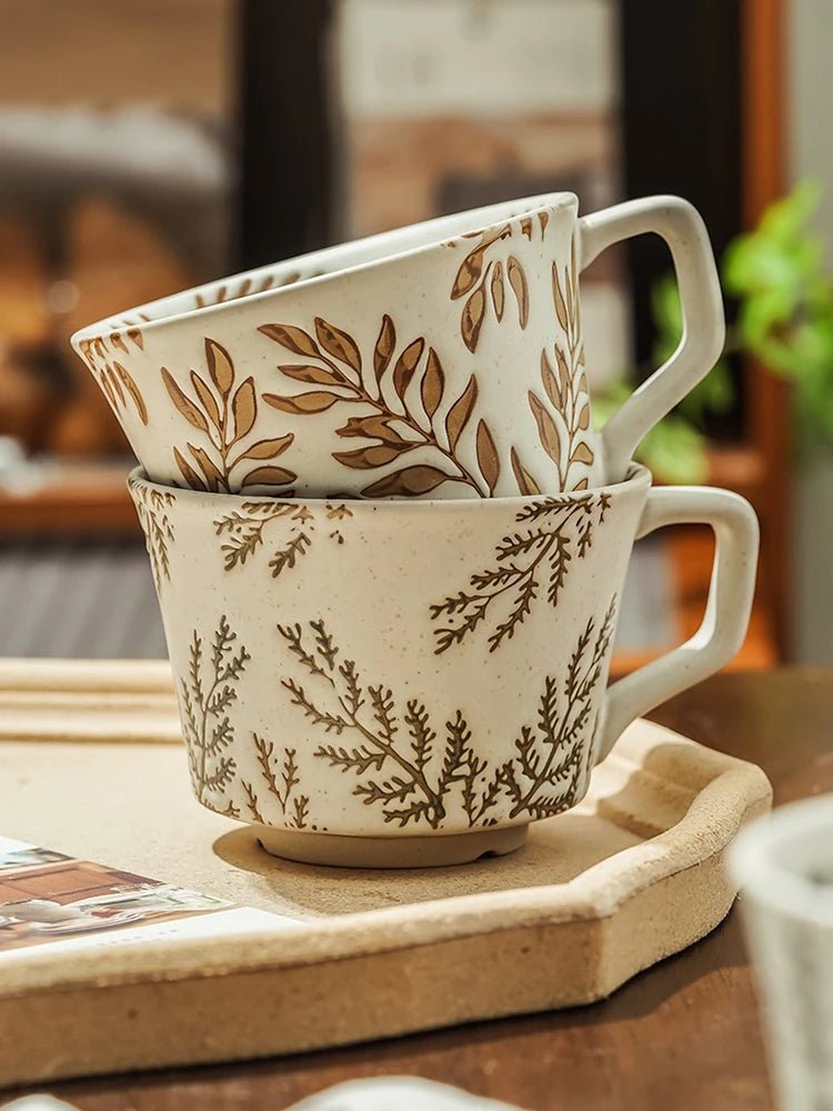 Embossed Porcelain Mug – “Sea Meadow” Vintage Cup - The Tradwife