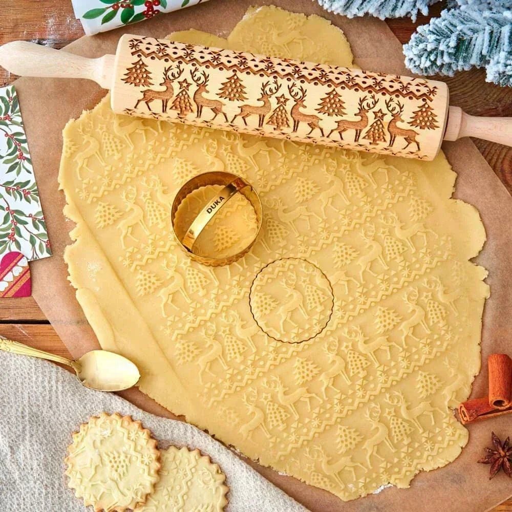 Engraved Wooden Rolling Pin – Beechwood Cookie Embosser - The Tradwife