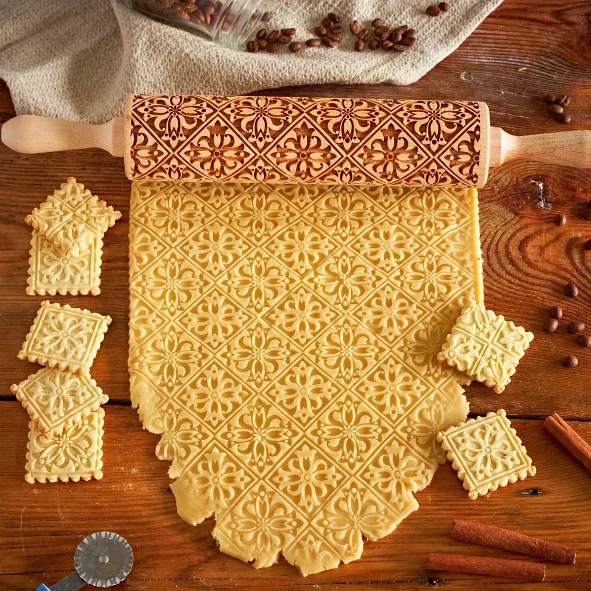 Engraved Wooden Rolling Pin – Beechwood Cookie Embosser - The Tradwife