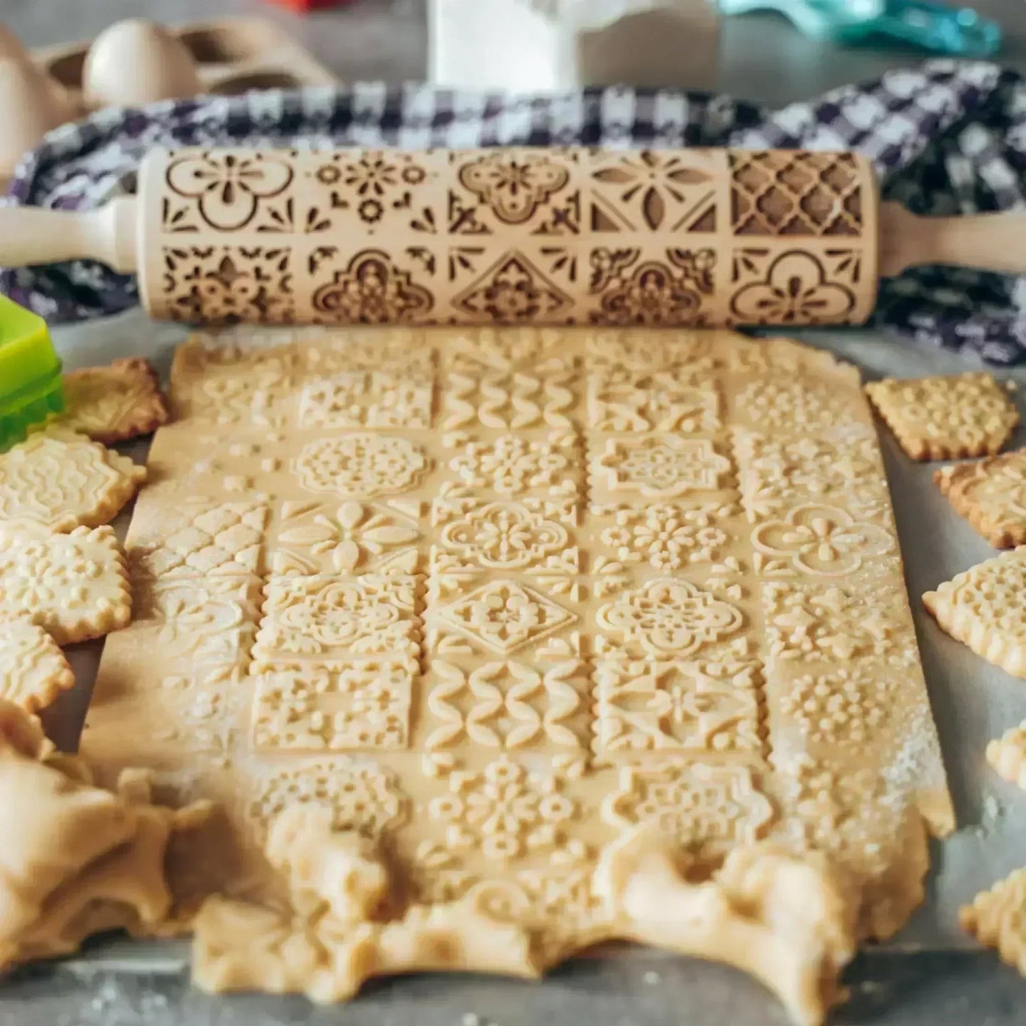 Engraved Wooden Rolling Pin – Beechwood Cookie Embosser - The Tradwife