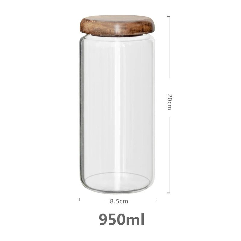 Glass Storage Jars with Acacia Wood Lid - The Tradwife