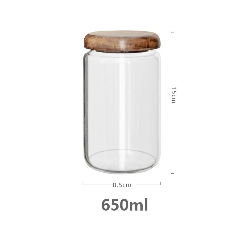 Glass Storage Jars with Acacia Wood Lid - The Tradwife