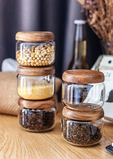 Glass Storage Jars with Acacia Wood Lid - The Tradwife
