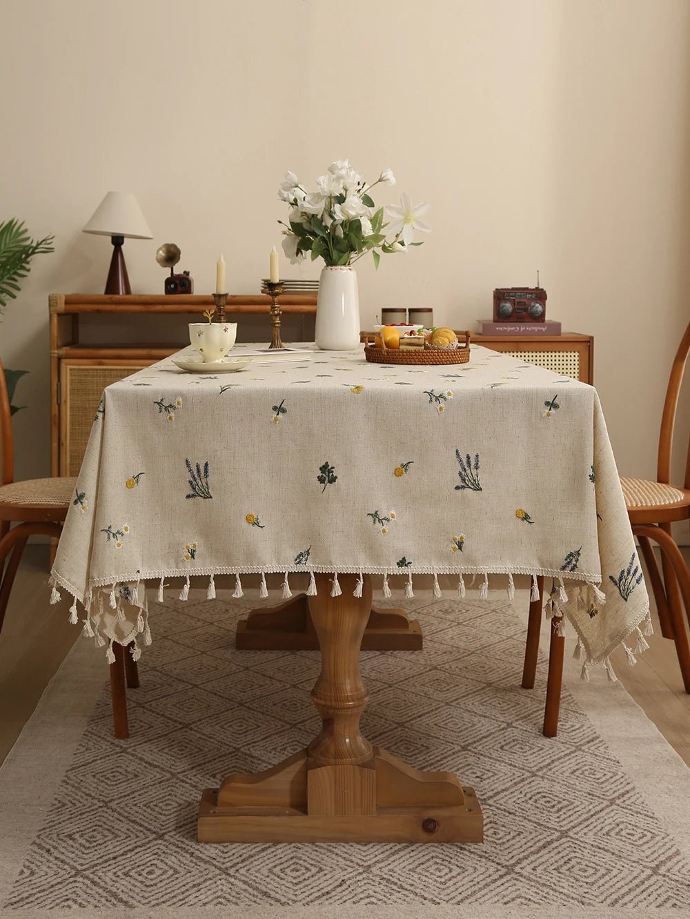 Vintage Floral Embroidered Tablecloth - The Tradwife