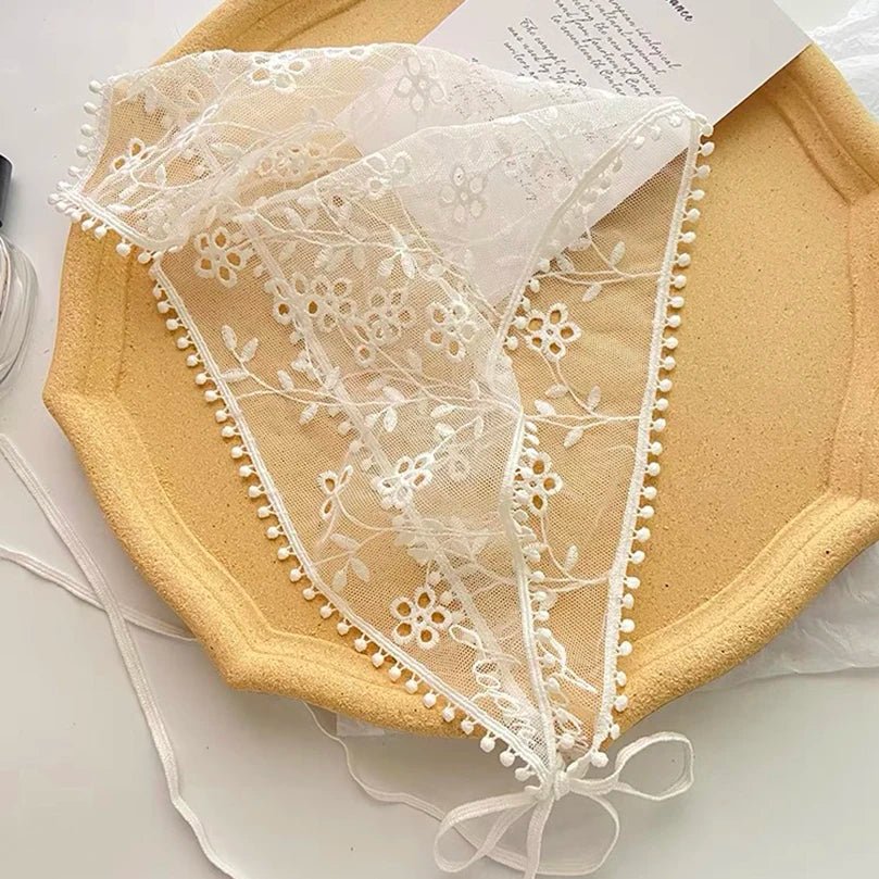 Vintage - Inspired White Lace Headscarf – Triangle Wrap for Women - The Tradwife