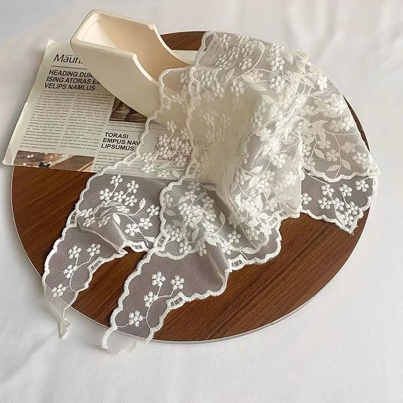 Vintage - Inspired White Lace Headscarf – Triangle Wrap for Women - The Tradwife