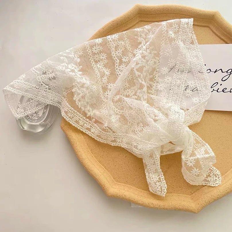 Vintage - Inspired White Lace Headscarf – Triangle Wrap for Women - The Tradwife