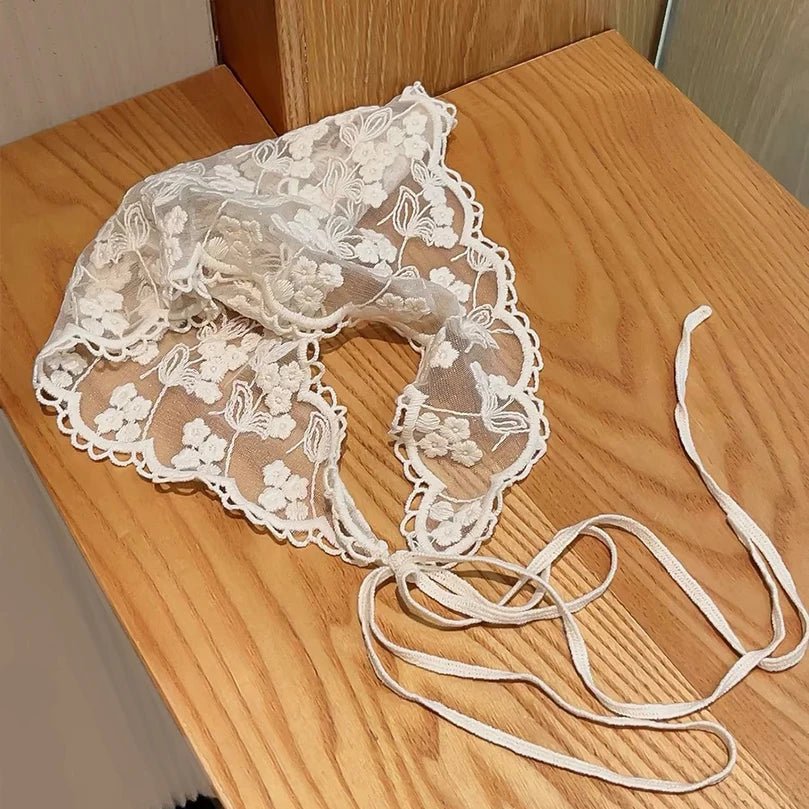 Vintage - Inspired White Lace Headscarf – Triangle Wrap for Women - The Tradwife