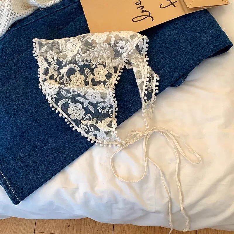 Vintage - Inspired White Lace Headscarf – Triangle Wrap for Women - The Tradwife