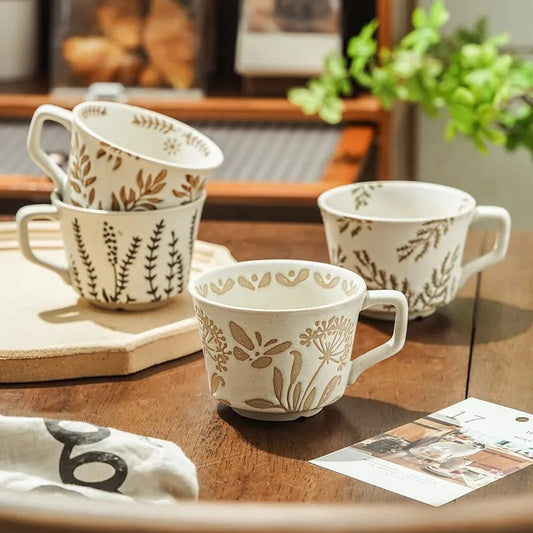 Embossed Porcelain Mug – “Sea Meadow” Vintage Cup - The Tradwife
