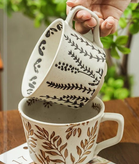 Embossed Porcelain Mug – “Sea Meadow” Vintage Cup - The Tradwife