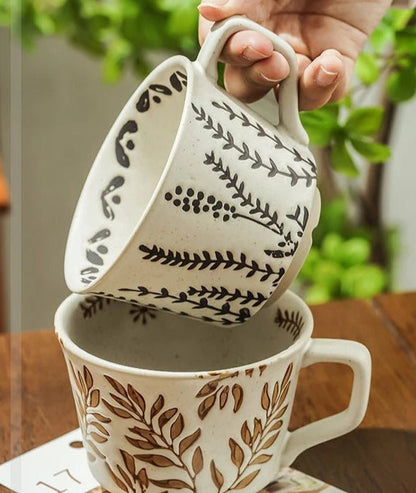Embossed Porcelain Mug – “Sea Meadow” Vintage Cup - The Tradwife