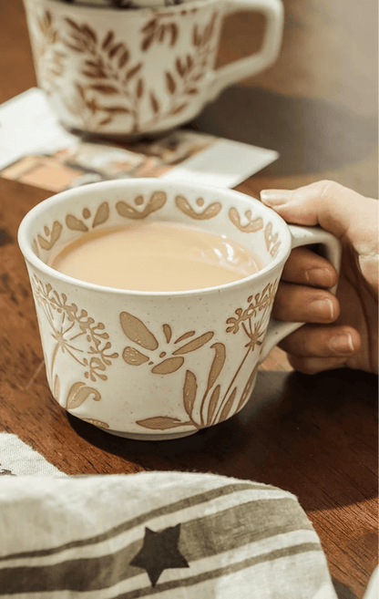Embossed Porcelain Mug – “Sea Meadow” Vintage Cup - The Tradwife