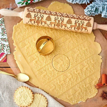 Engraved Wooden Rolling Pin – Beechwood Cookie Embosser - The Tradwife