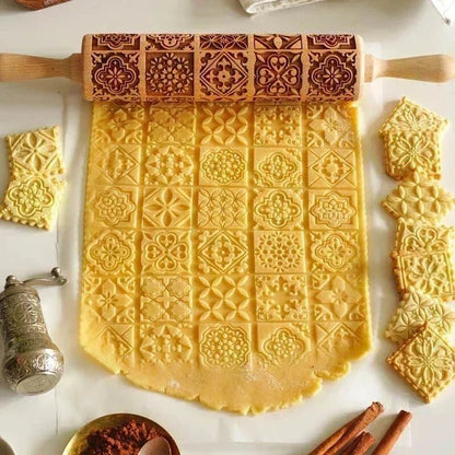 Engraved Wooden Rolling Pin – Beechwood Cookie Embosser - The Tradwife