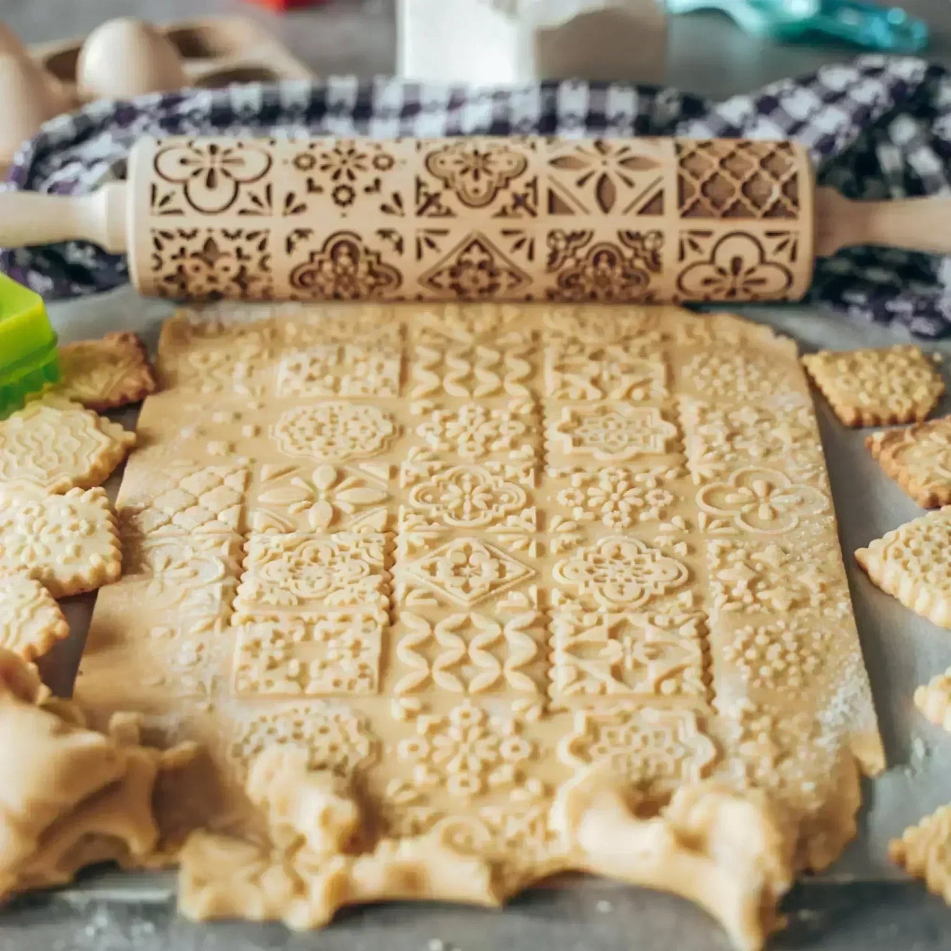 Engraved Wooden Rolling Pin – Beechwood Cookie Embosser - The Tradwife