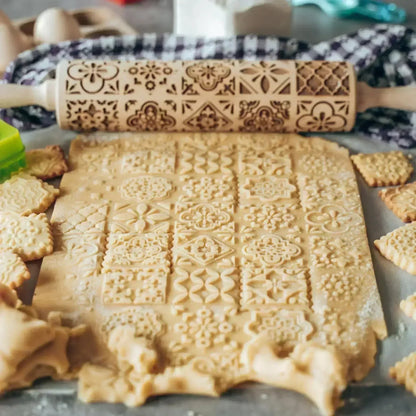 Engraved Wooden Rolling Pin – Beechwood Cookie Embosser - The Tradwife