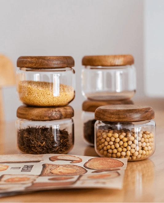 Glass Storage Jars with Acacia Wood Lid - The Tradwife