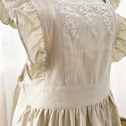 Ruffled Cotton - Linen Lace Apron – Vintage - Inspired Kitchen & Garden Wear - The Tradwife