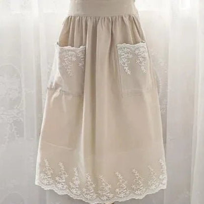 Ruffled Cotton - Linen Lace Apron – Vintage - Inspired Kitchen & Garden Wear - The Tradwife