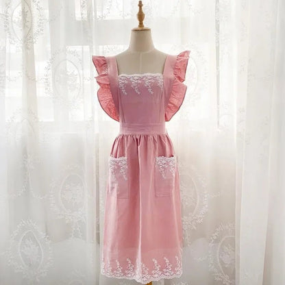 Ruffled Cotton - Linen Lace Apron – Vintage - Inspired Kitchen & Garden Wear - The Tradwife