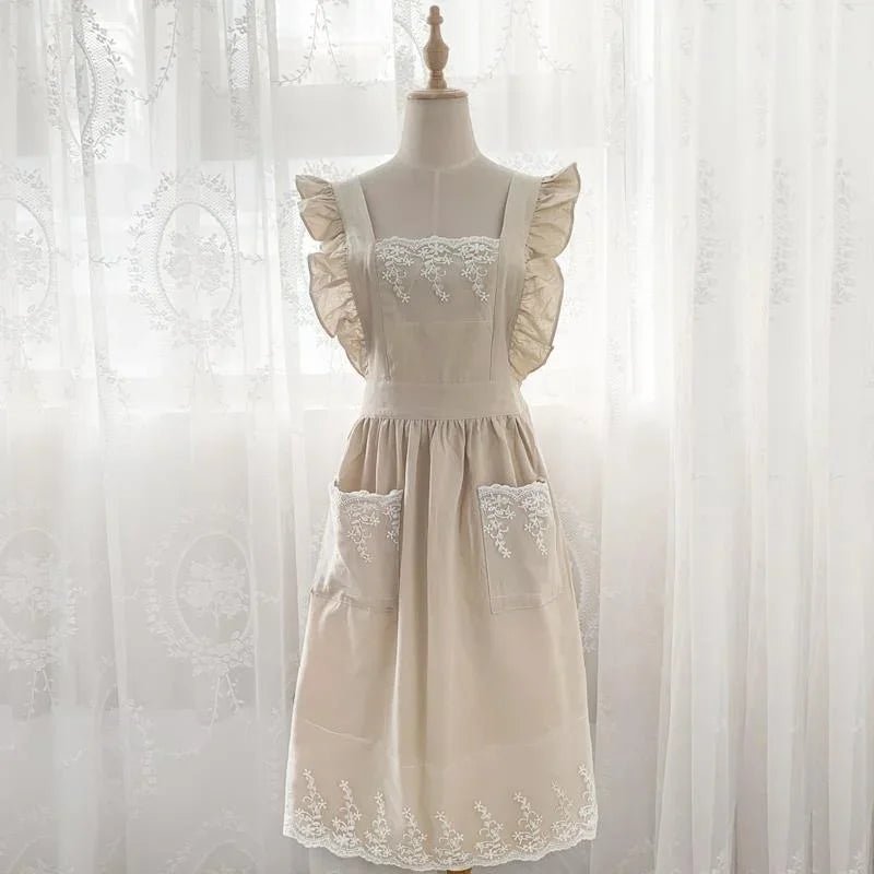 Ruffled Cotton - Linen Lace Apron – Vintage - Inspired Kitchen & Garden Wear - The Tradwife