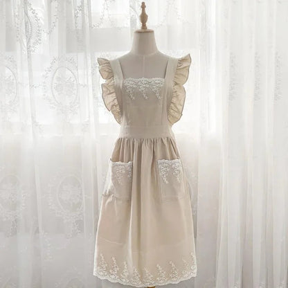 Ruffled Cotton - Linen Lace Apron – Vintage - Inspired Kitchen & Garden Wear - The Tradwife