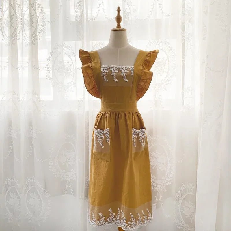 Ruffled Cotton - Linen Lace Apron – Vintage - Inspired Kitchen & Garden Wear - The Tradwife