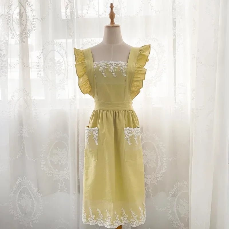 Ruffled Cotton - Linen Lace Apron – Vintage - Inspired Kitchen & Garden Wear - The Tradwife