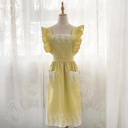 Ruffled Cotton - Linen Lace Apron – Vintage - Inspired Kitchen & Garden Wear - The Tradwife