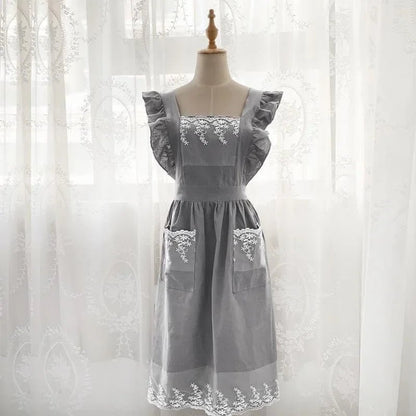 Ruffled Cotton - Linen Lace Apron – Vintage - Inspired Kitchen & Garden Wear - The Tradwife