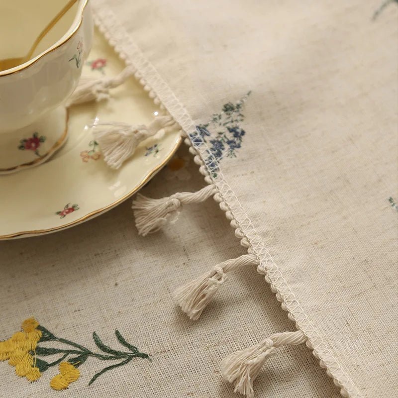 Vintage Floral Embroidered Tablecloth - The Tradwife