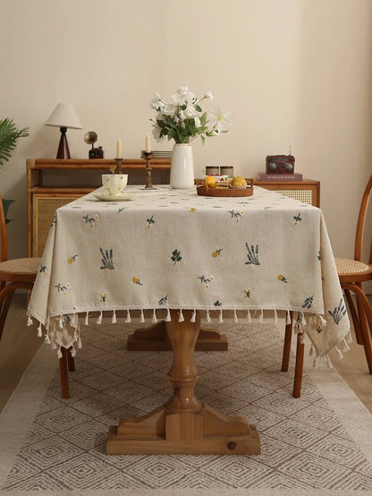Vintage Floral Embroidered Tablecloth - The Tradwife