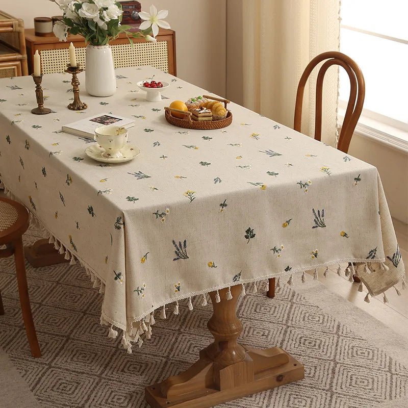 Vintage Floral Embroidered Tablecloth - The Tradwife