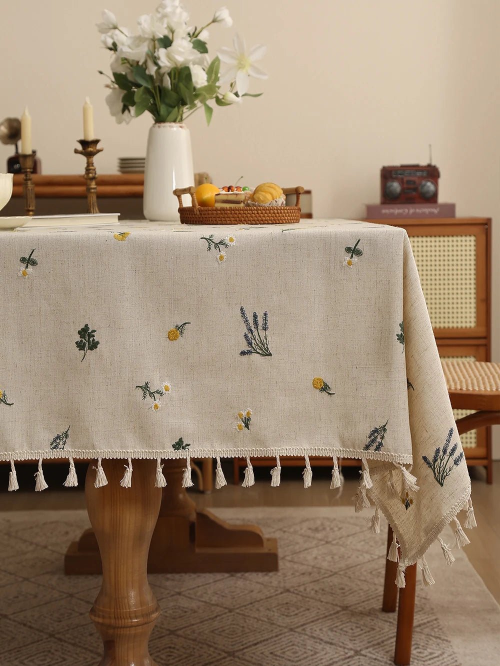 Vintage Floral Embroidered Tablecloth - The Tradwife