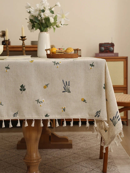 Vintage Floral Embroidered Tablecloth - The Tradwife