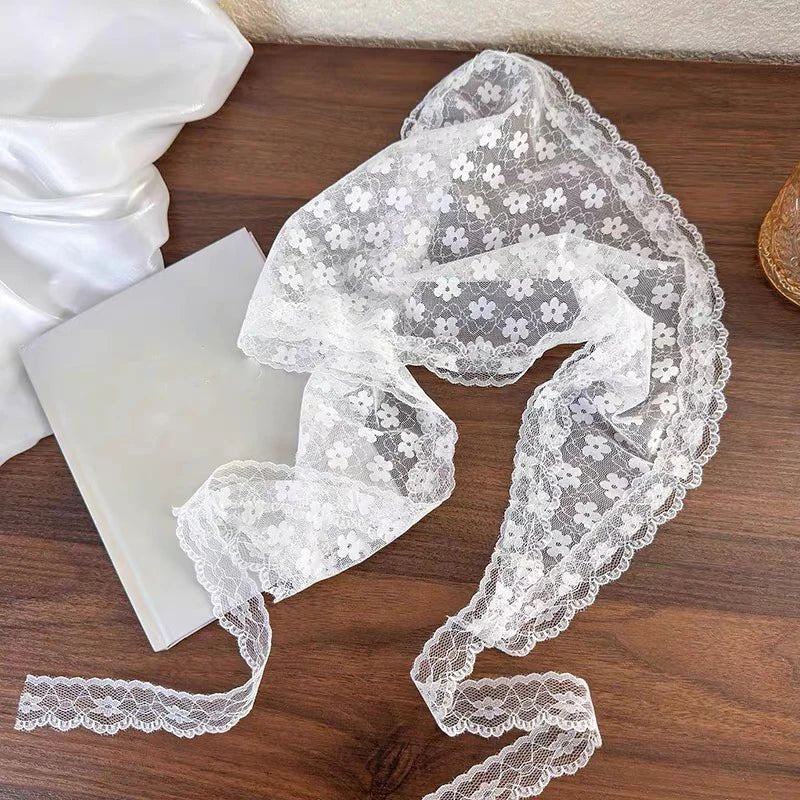 Vintage - Inspired White Lace Headscarf – Triangle Wrap for Women - The Tradwife