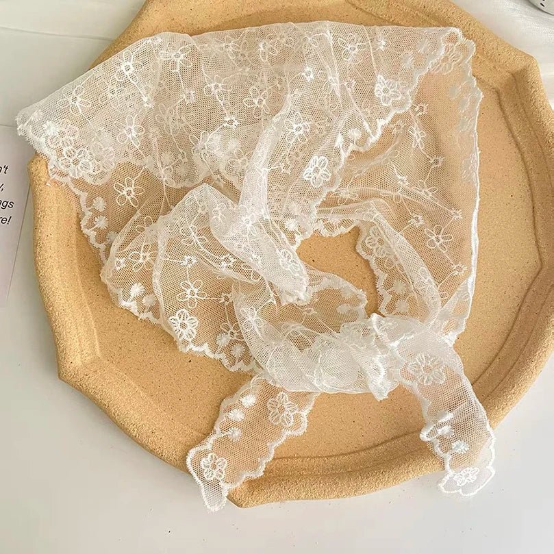 Vintage - Inspired White Lace Headscarf – Triangle Wrap for Women - The Tradwife