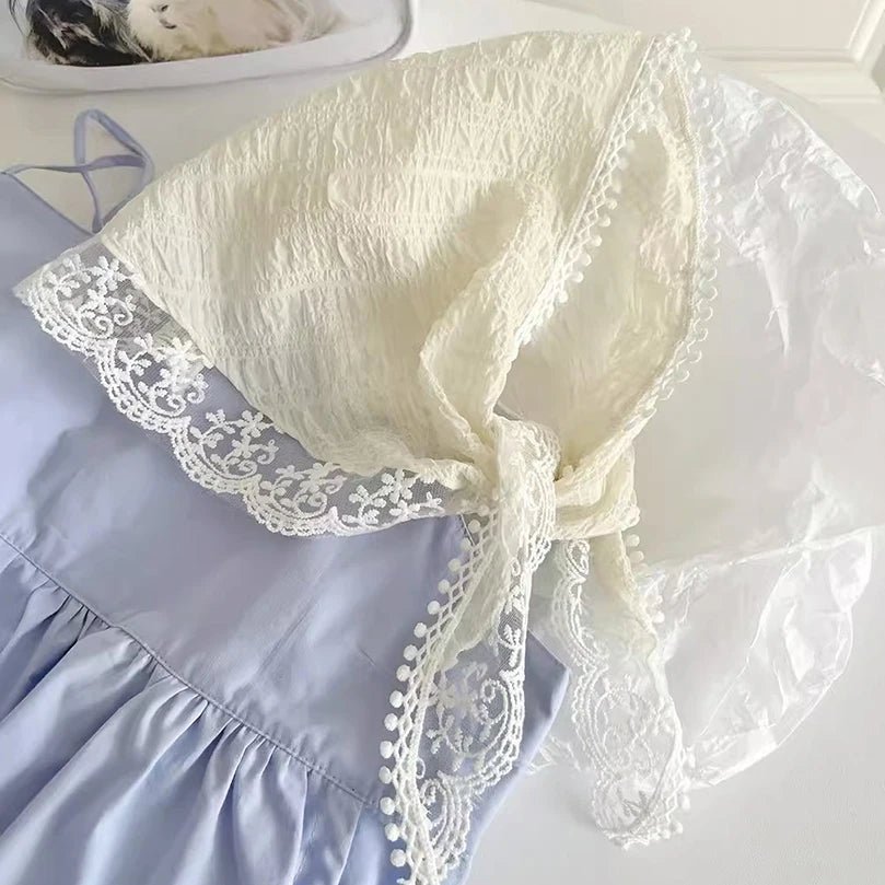 Vintage - Inspired White Lace Headscarf – Triangle Wrap for Women - The Tradwife
